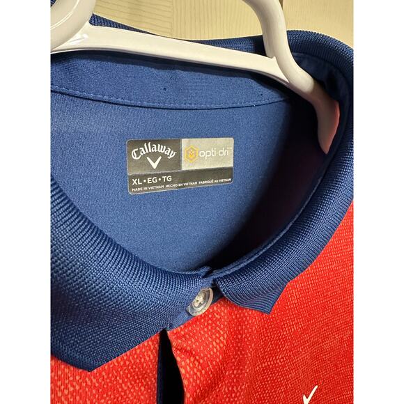 Callaway Optidri‎ Blue Red White Short Sleeve Golf Polo Shirt Mens Size XL EPC! - Picture 5 of 5